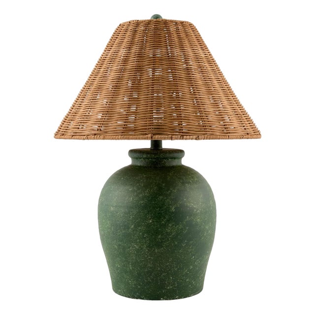 Besson Accent Table Lamp Rattan Green For Sale
