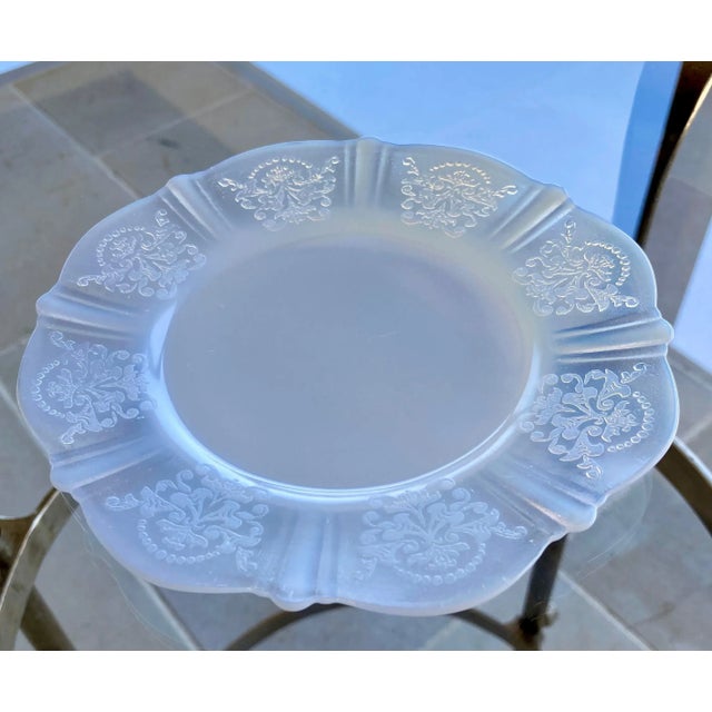 Glass Circa 1930 MacBeth-Evans American Sweetheart Bread & Butter Plates in Monax Aka Opalescent White- Set of 6 For Sale - Image 7 of 12