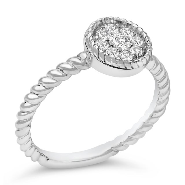 Contemporary Sterling Silver 1/4 Cttw Diamond Floral Round Braided Ring - Size 7 For Sale - Image 3 of 6