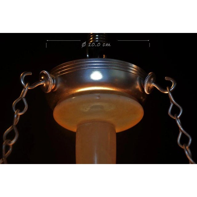 Art Deco French Opaline Glass, Chrome and Alabaster Plafonnier, 1940s For Sale - Image 11 of 16