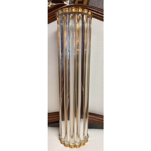 Thick Tubular Glass and Solid Brass Wall Sconce For Sale - Image 9 of 12