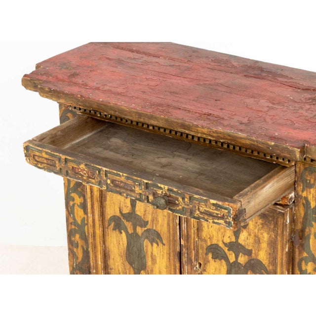 Brown Continental Paint-Decorated Small Cabinet For Sale - Image 8 of 10