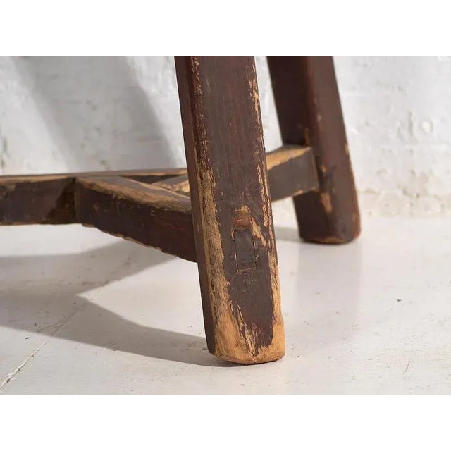 Vintage Dark Colored Round Stool, 1920 For Sale - Image 6 of 8