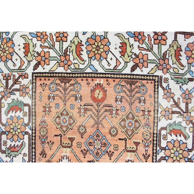Antique Persian Bakhtiari Runner With Lattice Design in Peach and Ivory Tones 3'7 X 11'2 For Sale - Image 12 of 16