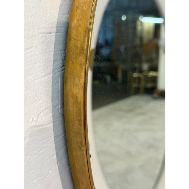 1960s Round Brass-Framed Wall Mirror With Decorative Mounts, Italy 1960s For Sale - Image 5 of 7