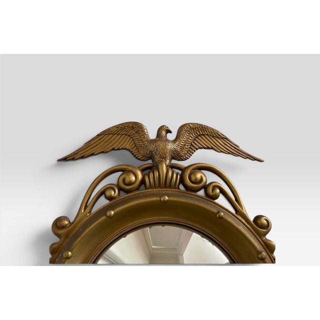 1970s Vintage Sexton Federal Style Gold Gilt Metal Convex Bullseye Eagle Mirror For Sale - Image 5 of 6