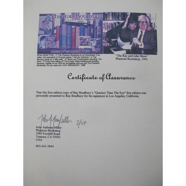 Ray Bradbury Signed Avon Books 1996 1st Edition Quicker Than the Eye With Coa For Sale In Portland, OR - Image 6 of 8