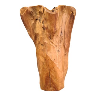 Late 20th Century Hand Carved Birdseye Maple Burl Wood Large Floor Vase or Cane Stand For Sale