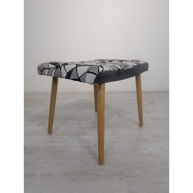 Gray Communist Era Stick Leg Ottoman For Sale - Image 8 of 12