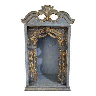 19th C Baroque-Style Wood Cabinet/ Niche 26.5" H For Sale