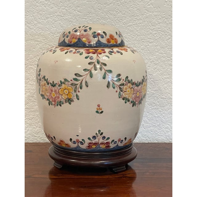 1980s Vintage Handmade Sant'Anna Portuguese Lidded Jar With Companion Vase For Sale - Image 5 of 10