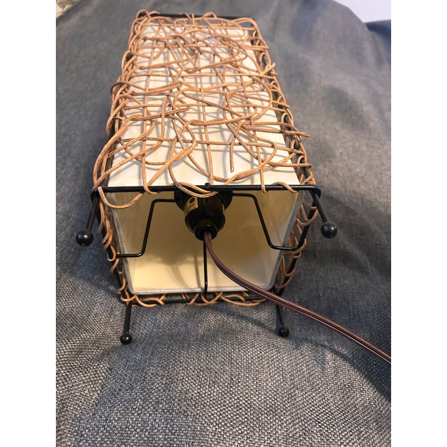Art Deco Vintage Rattan Table Lamps (2) For Sale - Image 3 of 7