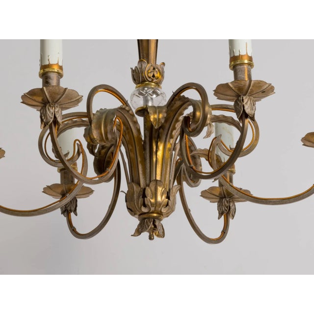 Mid-Century Modern Brass Plume Chandelier For Sale - Image 3 of 8