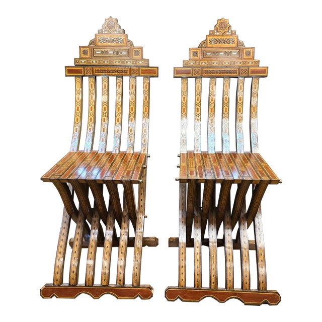 1990s A Pair of Arabesques Moorish Mosaic Chairs For Sale