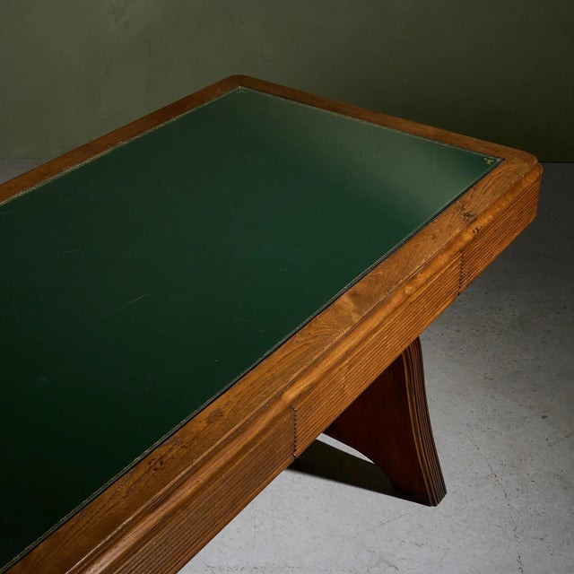 Desk in Chestnut with Grissinato Carvings by Osvaldo Borsani, Italy For Sale - Image 4 of 9