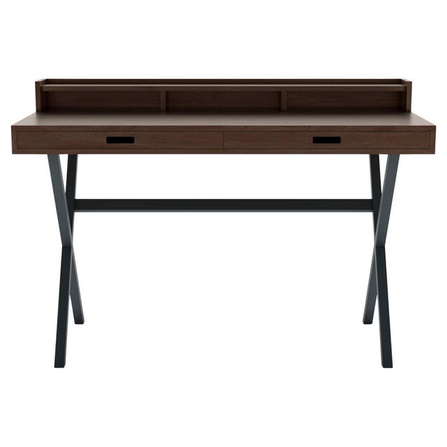 Gold Slate Grey Metal Hyppolite Desk in Natural Walnut by Harto For Sale - Image 8 of 8