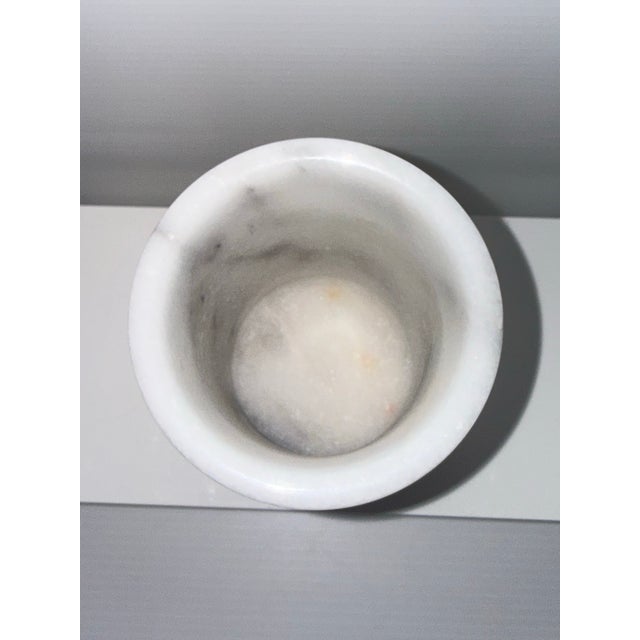 Vintage Heavy Solid White Marble Stone Vessel / Brush Holder / Bud Vase For Sale - Image 11 of 11