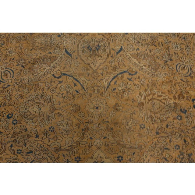 Authentic 19th Century Persian Tabriz Beige, Brown, Blue Handmade Wool Carpet For Sale In New York - Image 6 of 8