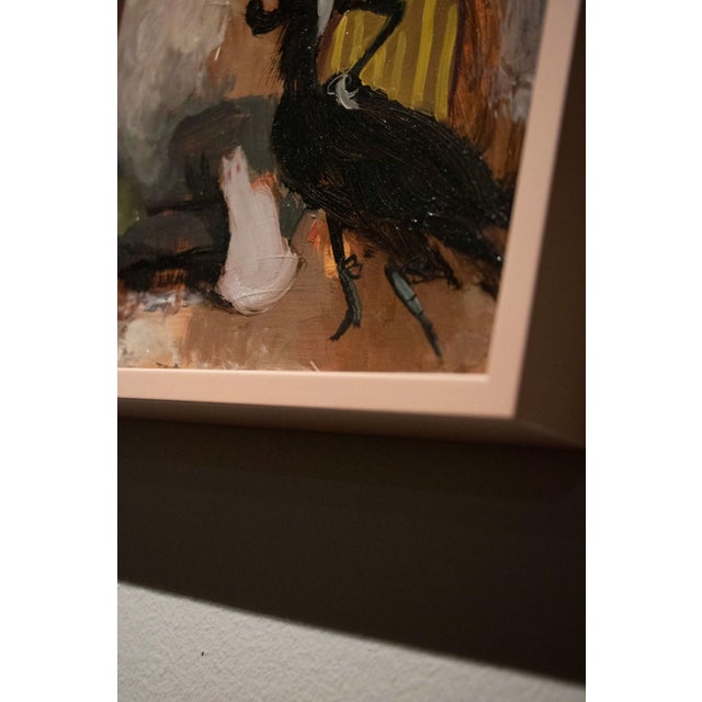 Early 21st Century Smoking Lady by Nadezda | Oil on panel Woman in black dress smoking with a cat nearby. For Sale - Image 5 of 5