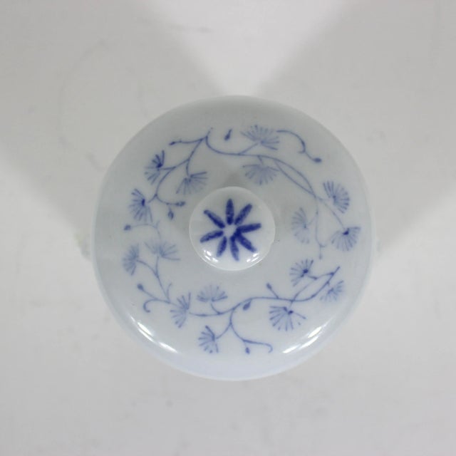 Vintage Chinoiserie Asian Koi Fish Canister Lidded Jar or Pot, Ceramic With Lid Blue and White For Sale - Image 6 of 10