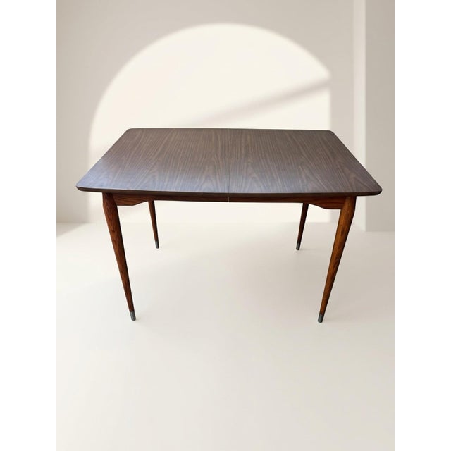 Vintage Mid-Century Modern Wood and Formica Dining Table Featuring Tapered Legs With Metal Tips. For Sale - Image 9 of 11