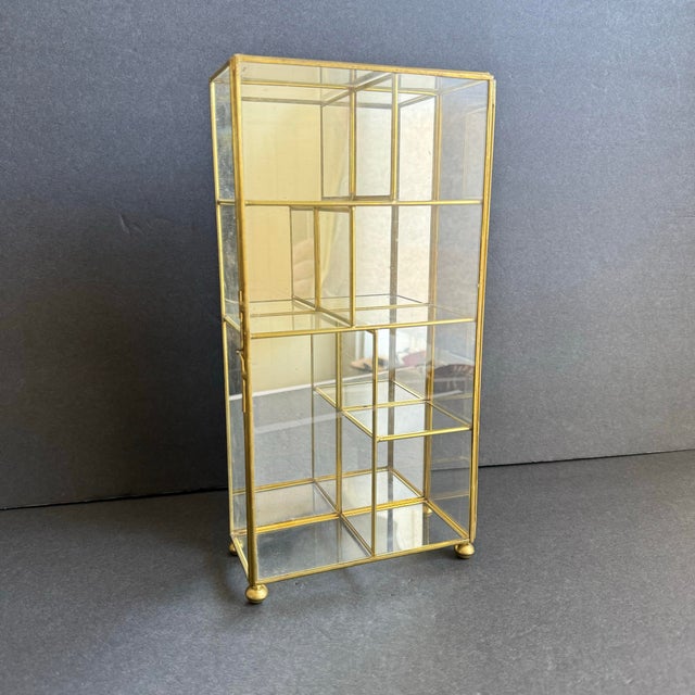 Vintage Brass & Glass Display Shelf Miniature Mirror Box A sweet little display shelf, perfect to store your small trinkets.