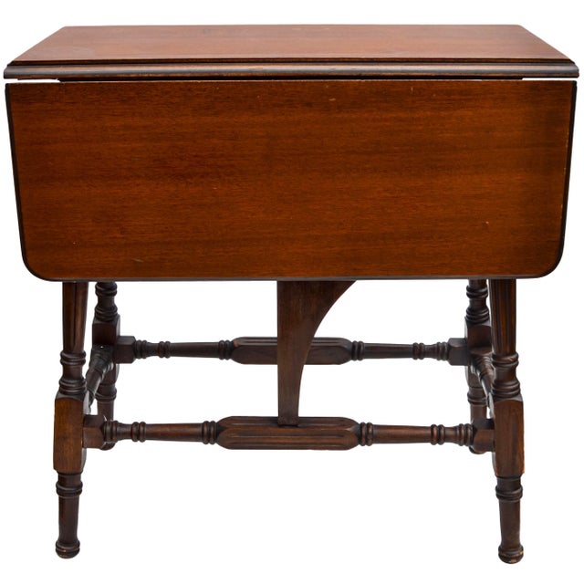 Mid-Century Modern Early 20th Century Handmade Victorian Mahogany Drop-Leaf Table For Sale - Image 3 of 7