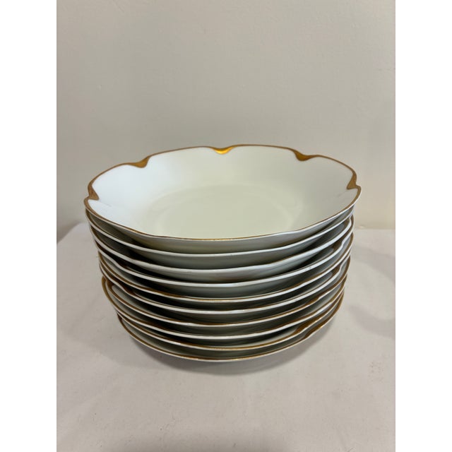 Antique Haviland & Co. Limoges Gold Scalloped Rim Bowls, Set of 10, France For Sale - Image 9 of 12