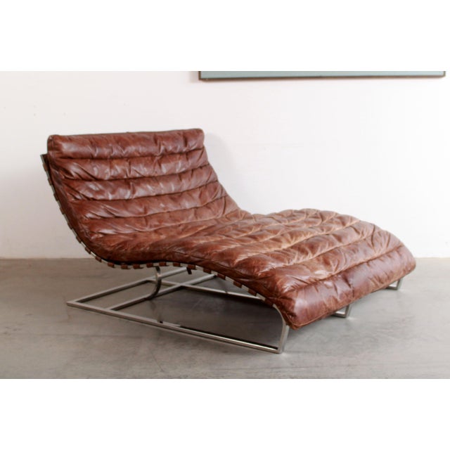 Restoration Hardware Oviedo Double Chaise Lounge in Brown Leather