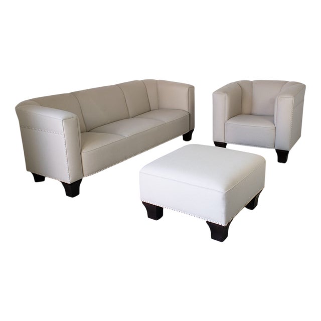 Armchair and Ottoman for Wittmann, 1980s, Set of 3 For Sale