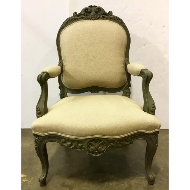 French Provincial Linen Bergere Chair Chairish