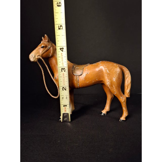 Antique Hubley Cast Iron Standing Horse Figurine, Saddle & Reins, Original Paint C. 1920s For Sale - Image 9 of 11