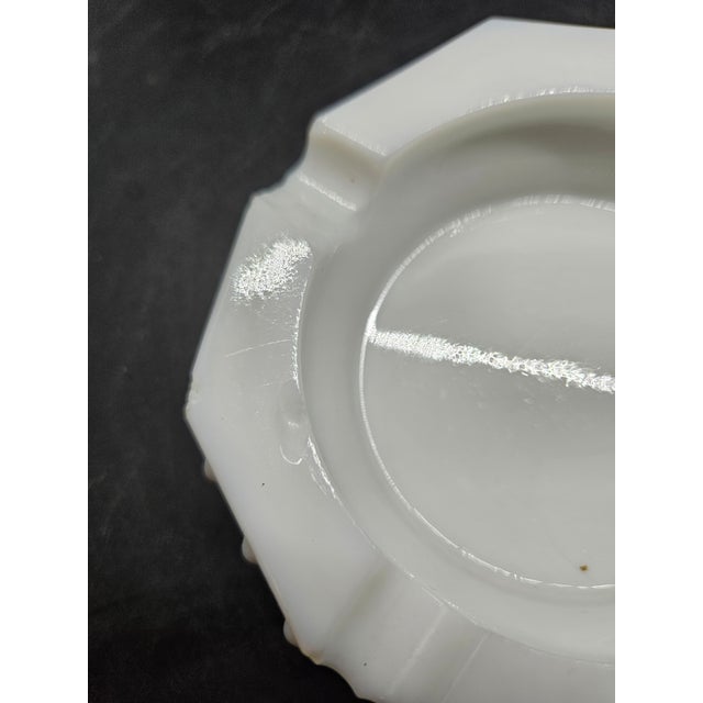 Vintage - 4¼" Milk Glass Hobnail Ashtray, Octagon Shaped