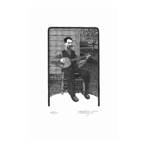 Paul Ritscher Banjo Player Wood Engraving