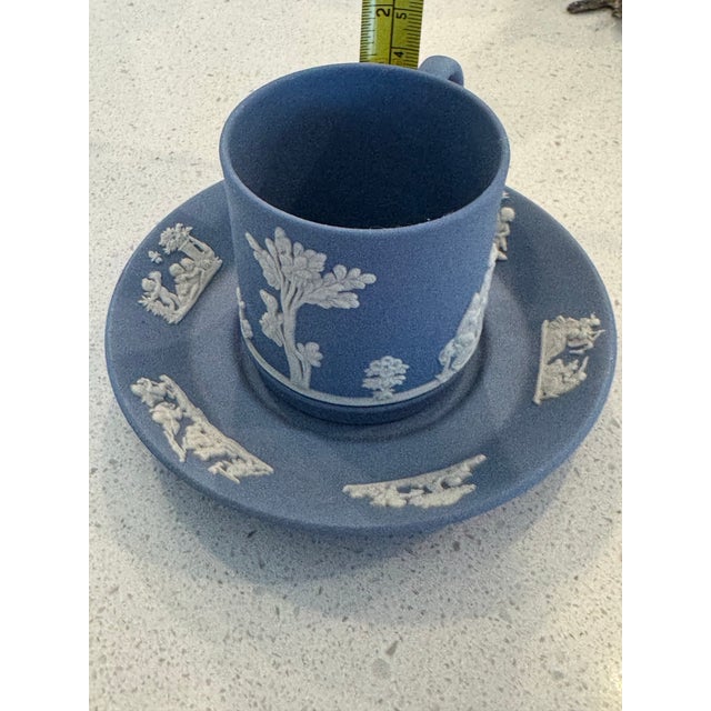 Cream Color on Lavender (Pale Blue) Jasperware Tea Coffee Cup and Saucer For Sale - Image 12 of 12