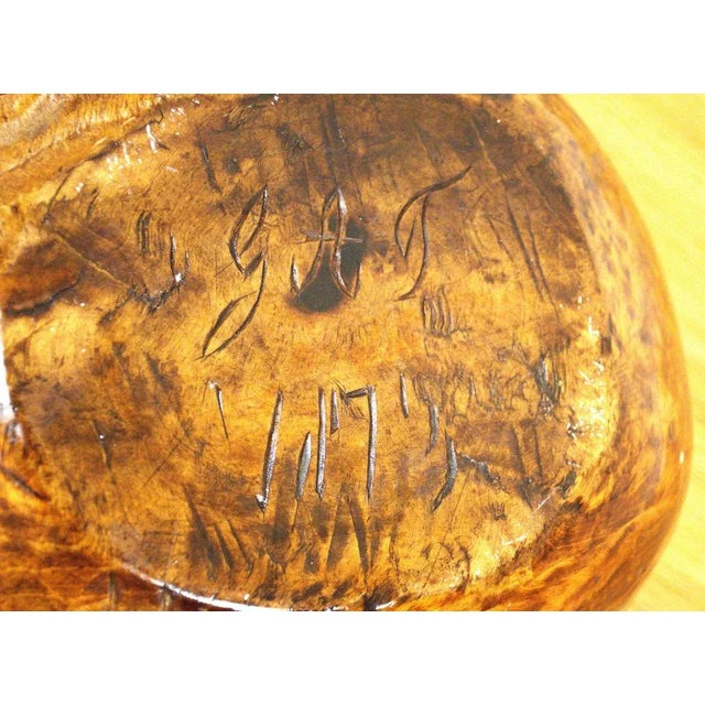 Large Antique Swedish Folklore Birchwood Bowl For Sale - Image 9 of 11