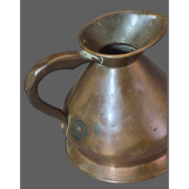 Antique Victorian English Tavern Copper Measuring Harvest Jug Marked Quart For Sale - Image 6 of 13
