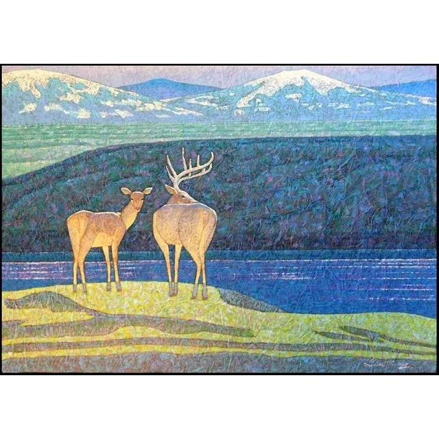 1990s Original Acrylic Landscape Painting by Lin Chong For Sale