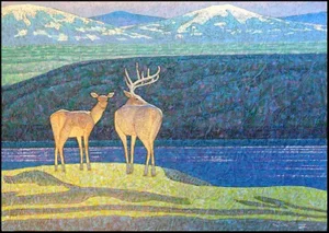 1990s Original Acrylic Landscape Painting by Lin Chong