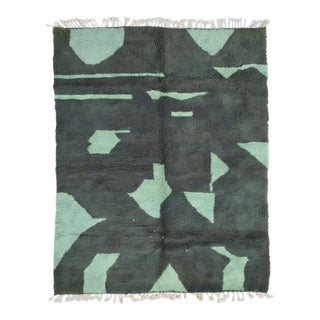 Green Contemporary Moroccan Wool Rug - 9.8 X 8 Ft For Sale