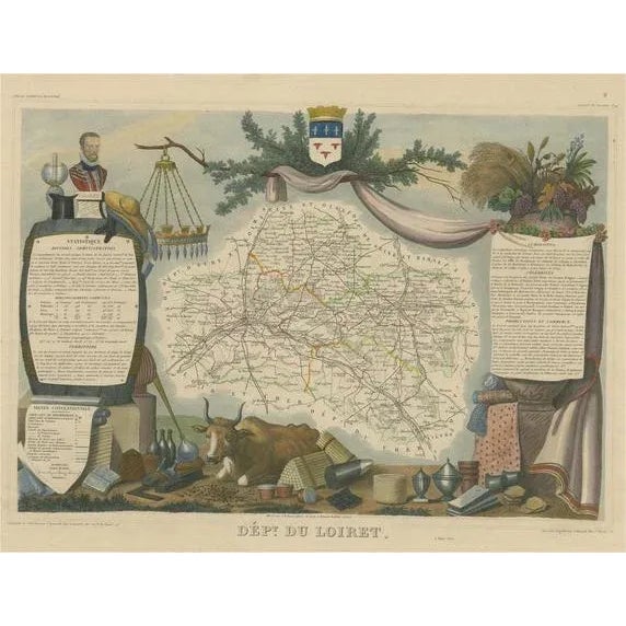 Map of the French Department of Loiret For Sale - Image 6 of 6