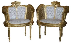 Set of Antique Napoleon III Gold Giltwood Bergere Armchairs, 1870s