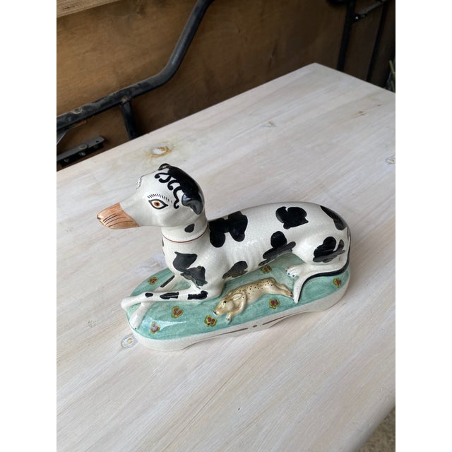 1990s Black and White Staffordshire-Style Dog For Sale - Image 4 of 6