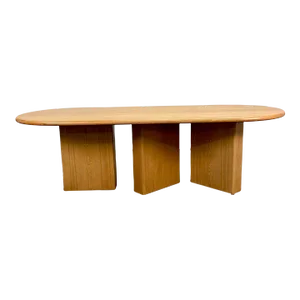 Organic Modern, Solid Oak, Handcrafted Pedestal Oval Dining Table, 21st C.