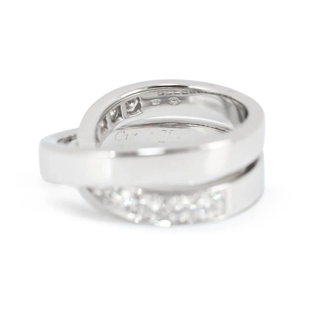 Ladies Cartier Paris Nouvelle Vague 18k White Gold Diamond Crossover Band Ring, Size 6 For Sale - Image 9 of 9