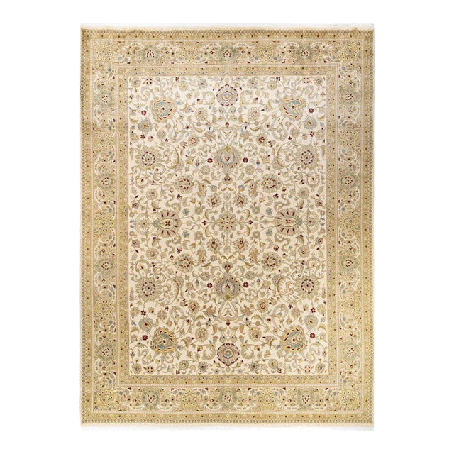 Mogul, One-of-a-Kind Hand-Knotted Area Rug in Ivory, 9' 2" x 12' 5" For Sale