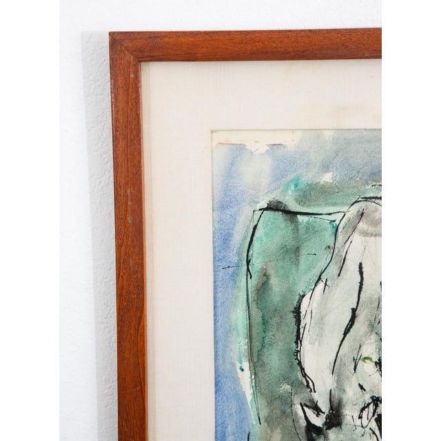 Mid Century Modern Watercolor George Constant Horses Signed Painting Original For Sale - Image 4 of 10