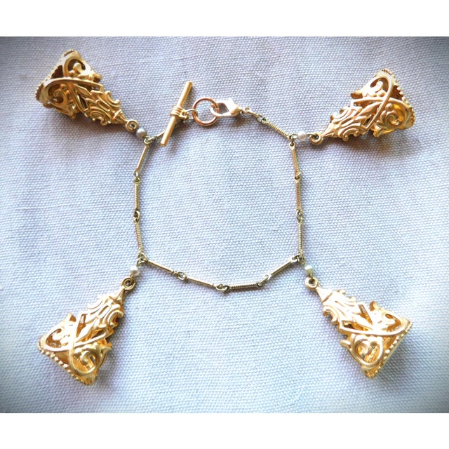 Vintage Art Deco Four Gold Fob Bracelet For Sale - Image 10 of 10