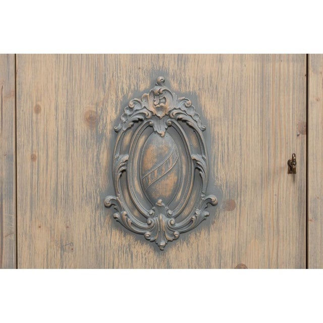 French Provincial Wall Cabinet with Carved Crest Medallions For Sale - Image 10 of 11