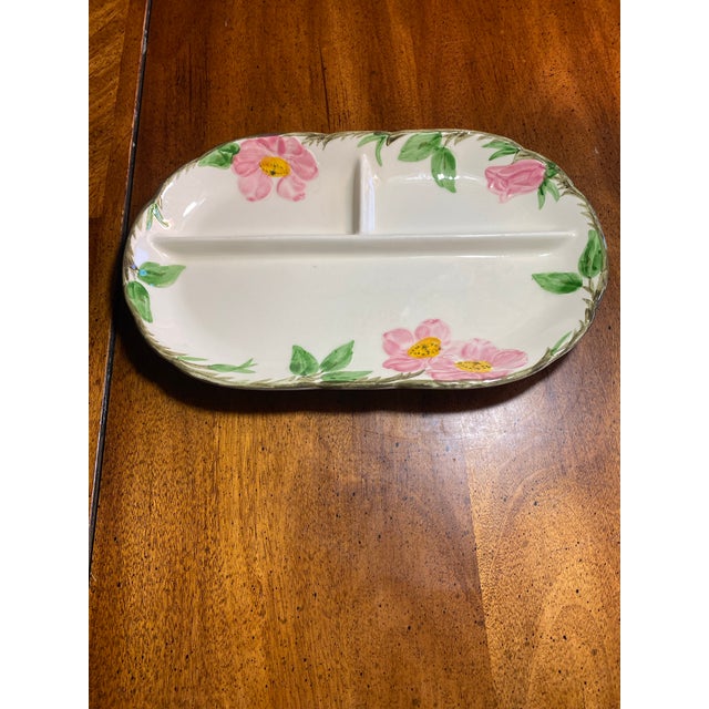 White 1980s Franciscan Desert Rose 3 Part Relish Platter For Sale - Image 8 of 12